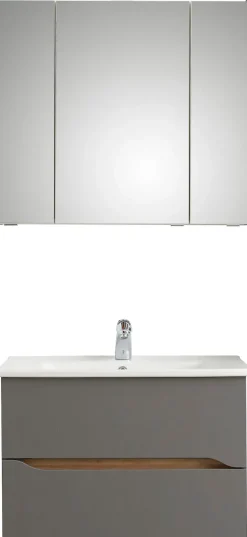 Saphir Badmöbel-Set »Quickset 2-teilig, Keramikwaschtisch mit LED-Spiegelschrank« 2 Stk. tlg.