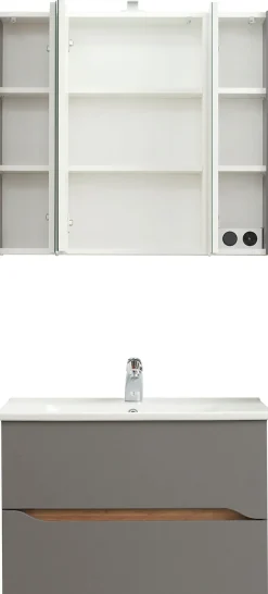Saphir Badmöbel-Set »Quickset 2-teilig, Keramikwaschtisch mit LED-Spiegelschrank« 2 Stk. tlg.