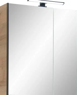 Saphir Badmöbel-Set »Quickset 395 2-teilig, Keramik-Aufsatzbecken mit LED-Spiegelschrank« 4 Stk. tlg.