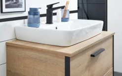 Saphir Badmöbel-Set »Quickset 395 2-teilig, Keramik-Aufsatzbecken mit LED-Spiegelschrank« 4 Stk. tlg.