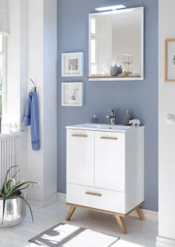 Saphir Badmöbel-Set »Quickset 2-teilig, Mineralmarmor-Waschtisch und LED-Spiegel« 4 Stk. tlg.