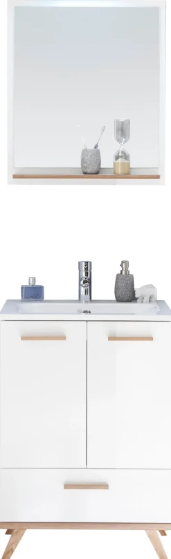 Saphir Badmöbel-Set »Quickset 2-teilig, Mineralmarmor-Waschtisch und LED-Spiegel« 4 Stk. tlg.