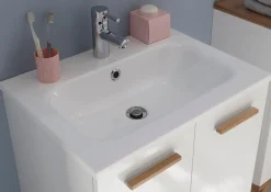 Saphir Badmöbel-Set »Quickset 2-teilig, Mineralmarmor-Waschtisch und LED-Spiegel« 4 Stk. tlg.