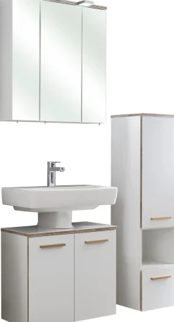 Saphir Badmöbel-Set »Quickset 931 3-teilig, Waschbeckenunterschrank mit LED-Spiegelschrank« Set, 3 Stk. tlg.