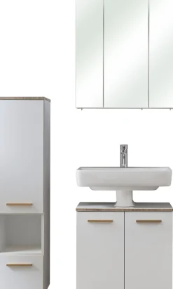 Saphir Badmöbel-Set »Quickset 931 3-teilig, Waschbeckenunterschrank mit LED-Spiegelschrank« Set, 3 Stk. tlg.