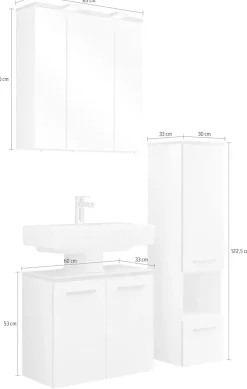 Saphir Badmöbel-Set »Quickset 931 3-teilig, Waschbeckenunterschrank mit LED-Spiegelschrank« Set, 3 Stk. tlg.