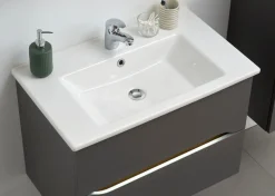 Saphir Badmöbel-Set »Quickset 5-teilig, Keramik-Waschtisch mit LED-Spiegel« 7 Stk. tlg.