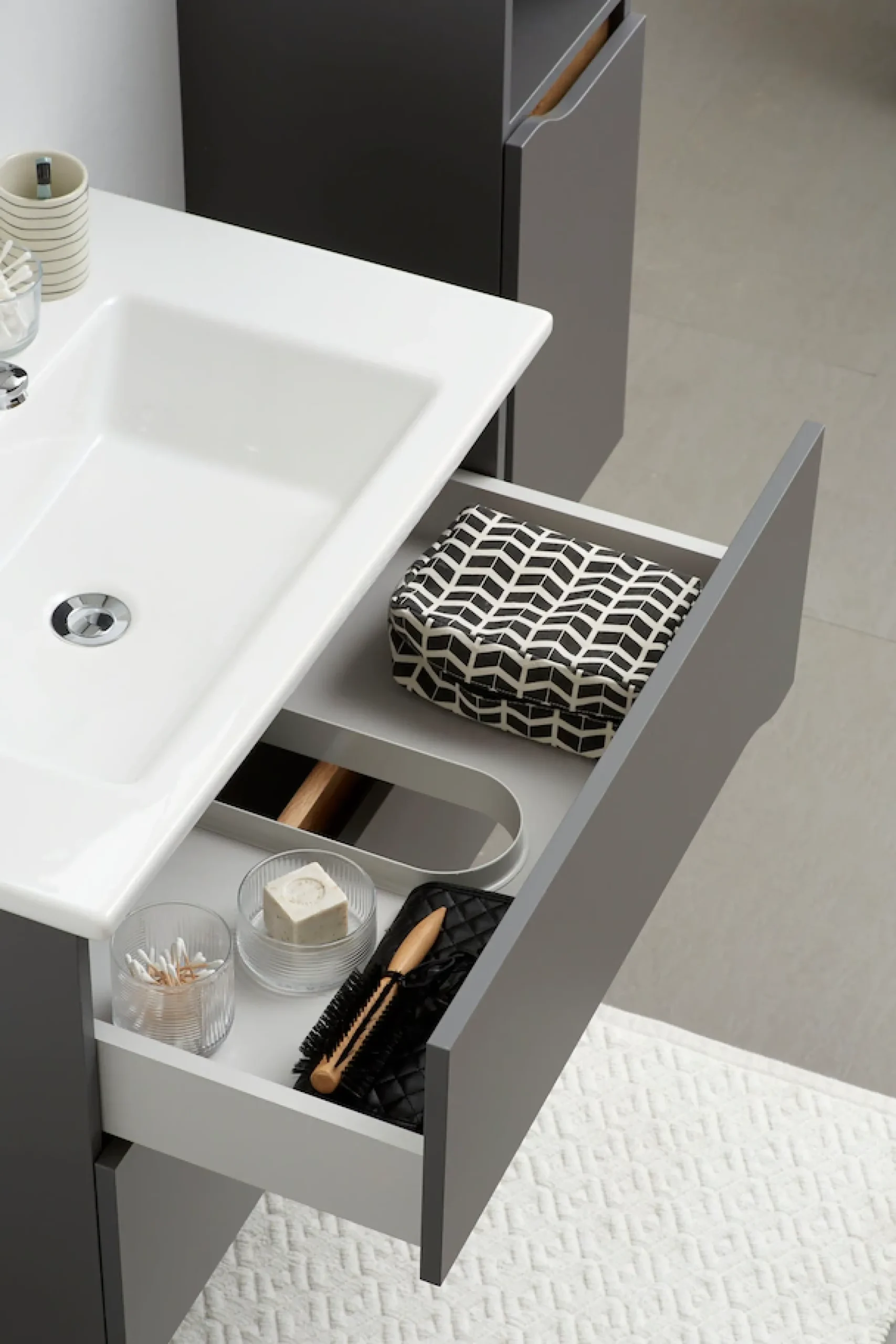 Saphir Badmöbel-Set »Quickset 5-teilig, Keramik-Waschtisch mit LED-Spiegel« 7 Stk. tlg.