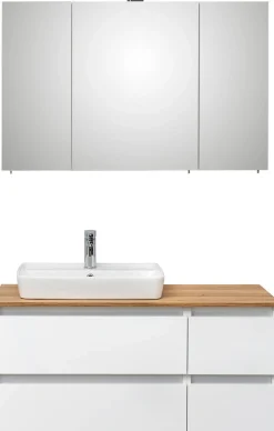 Saphir Badmöbel-Set »Quickset 360 2-teilig, Keramik-Aufsatzbecken mit LED-Spiegelschrank« 2 Stk. tlg.