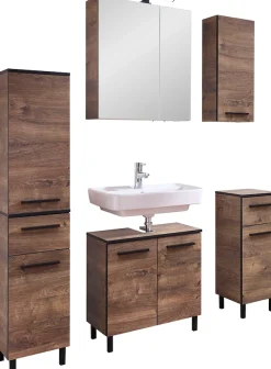 Saphir Badmöbel-Set »Quickset 374 5-teilig, Waschbeckenunterschrank mit LED-Spiegelschrank« 7 Stk. tlg.