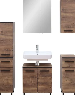 Saphir Badmöbel-Set »Quickset 374 5-teilig, Waschbeckenunterschrank mit LED-Spiegelschrank« 7 Stk. tlg.