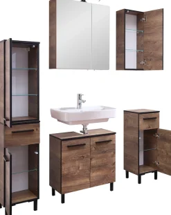 Saphir Badmöbel-Set »Quickset 374 5-teilig, Waschbeckenunterschrank mit LED-Spiegelschrank« 7 Stk. tlg.