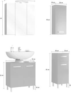 Saphir Badmöbel-Set »Quickset 4-teilig, Waschbeckenunterschrank mit LED-Spiegelschrank« 4 Stk. tlg.
