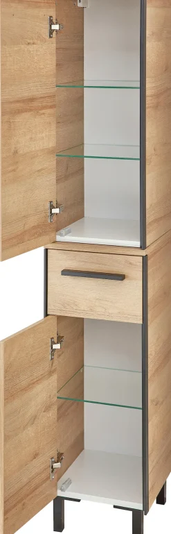 Saphir Badmöbel-Set »Quickset 395 3-teilig, Keramikwaschtisch mit LED-Spiegel« 5 Stk. tlg.