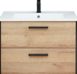 Saphir Badmöbel-Set »Quickset 395 3-teilig, Keramikwaschtisch mit LED-Spiegel« 5 Stk. tlg.