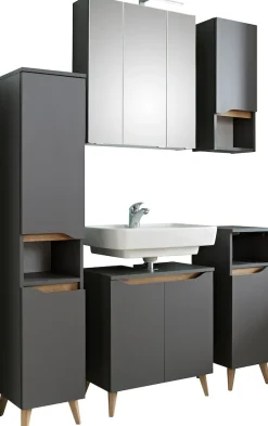 Saphir Badmöbel-Set »Quickset 5-teilig Waschbeckenunterschrank und LED-Spiegelschrank« 5 Stk. tlg.