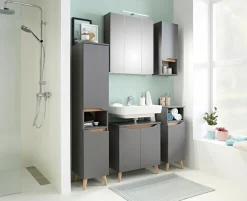 Saphir Badmöbel-Set »Quickset 5-teilig Waschbeckenunterschrank und LED-Spiegelschrank« 5 Stk. tlg.