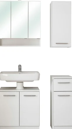 Saphir Badmöbel-Set »Quickset 953 4-teilig, Waschbeckenunterschrank und LED-Spiegelschrank« Set, 4 Stk. tlg.
