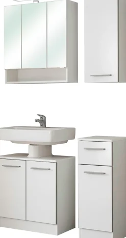 Saphir Badmöbel-Set »Quickset 953 4-teilig, Waschbeckenunterschrank und LED-Spiegelschrank« Set, 4 Stk. tlg.