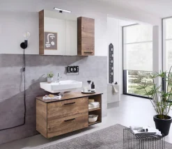 Saphir Badmöbel-Set »Quickset 374 3-teilig, Waschtischunterschrank mit LED-Spiegelschrank« 5 Stk. tlg.