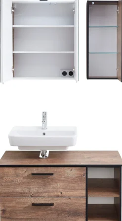 Saphir Badmöbel-Set »Quickset 374 3-teilig, Waschtischunterschrank mit LED-Spiegelschrank« 5 Stk. tlg.