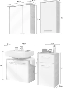 Saphir Badmöbel-Set »Quickset 382 4-teilig, Waschbeckenunterschrank mit LED-Spiegelschrank« 4 Stk. tlg.
