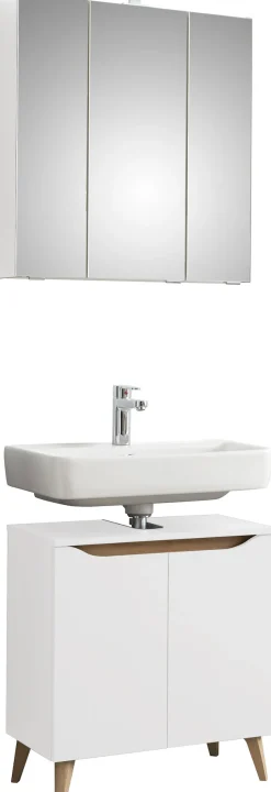 Saphir Badmöbel-Set »Quickset 2-teilig, Waschbeckenunterschrank mit LED-Spiegelschrank« 4 Stk. tlg.