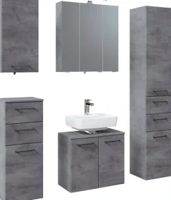 Saphir Badmöbel-Set »Quickset 945 5-teilig, Waschbeckenunterschrank mit LED-Spiegelschrank« 5 Stk. tlg.