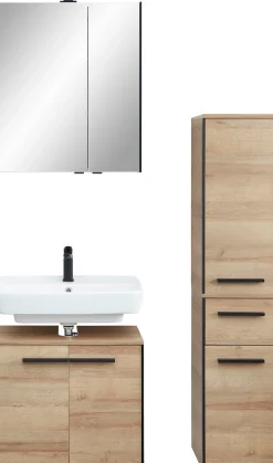 Saphir Badmöbel-Set »Quickset 395 3-teilig, Waschbeckenunterschrank mit LED-Spiegelschrank« 4 Stk. tlg.