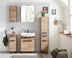 Saphir Badmöbel-Set »Quickset 395 3-teilig, Waschbeckenunterschrank mit LED-Spiegelschrank« 4 Stk. tlg.