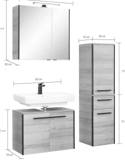 Saphir Badmöbel-Set »Quickset 395 3-teilig, Waschbeckenunterschrank mit LED-Spiegelschrank« 4 Stk. tlg.