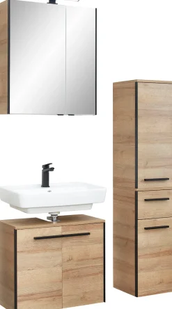 Saphir Badmöbel-Set »Quickset 395 3-teilig, Waschbeckenunterschrank mit LED-Spiegelschrank« 4 Stk. tlg.