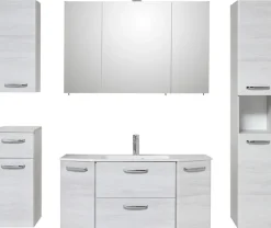 Saphir Badmöbel-Set »Quickset 936 5-teilig, Waschtisch mit LED-Spiegelschrank« Set, 5 Stk. tlg.