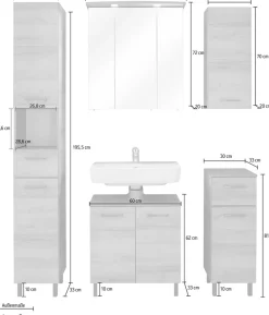 Saphir Badmöbel-Set »Quickset 919 5-teilig, Waschbeckenunterschrank mit LED-Spiegelschrank« 5 Stk. tlg.