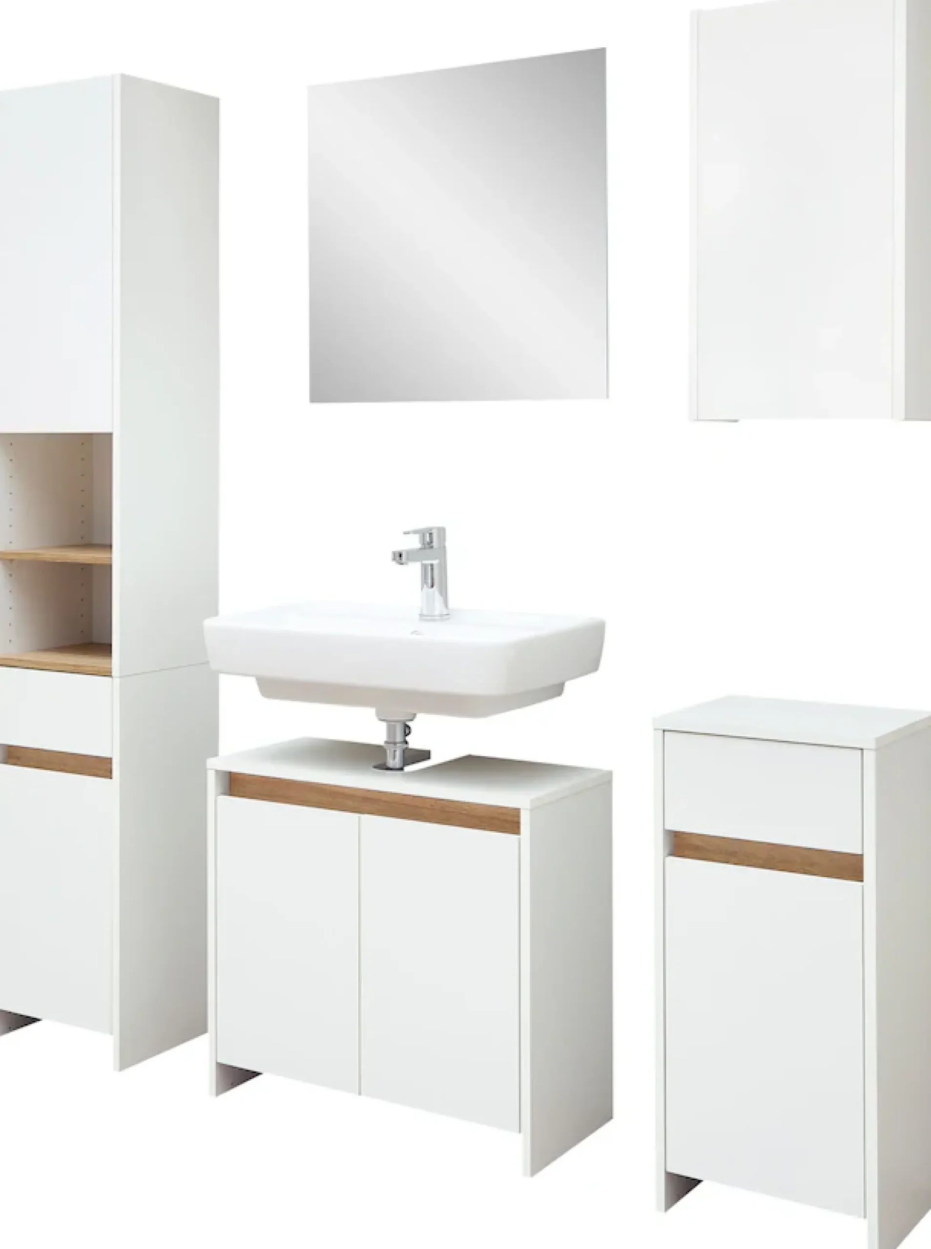 Saphir Badmöbel-Set »Quickset 100, 5-teilig, mit Holzeinlegeböden, 94cm breit« 5 Stk. tlg.