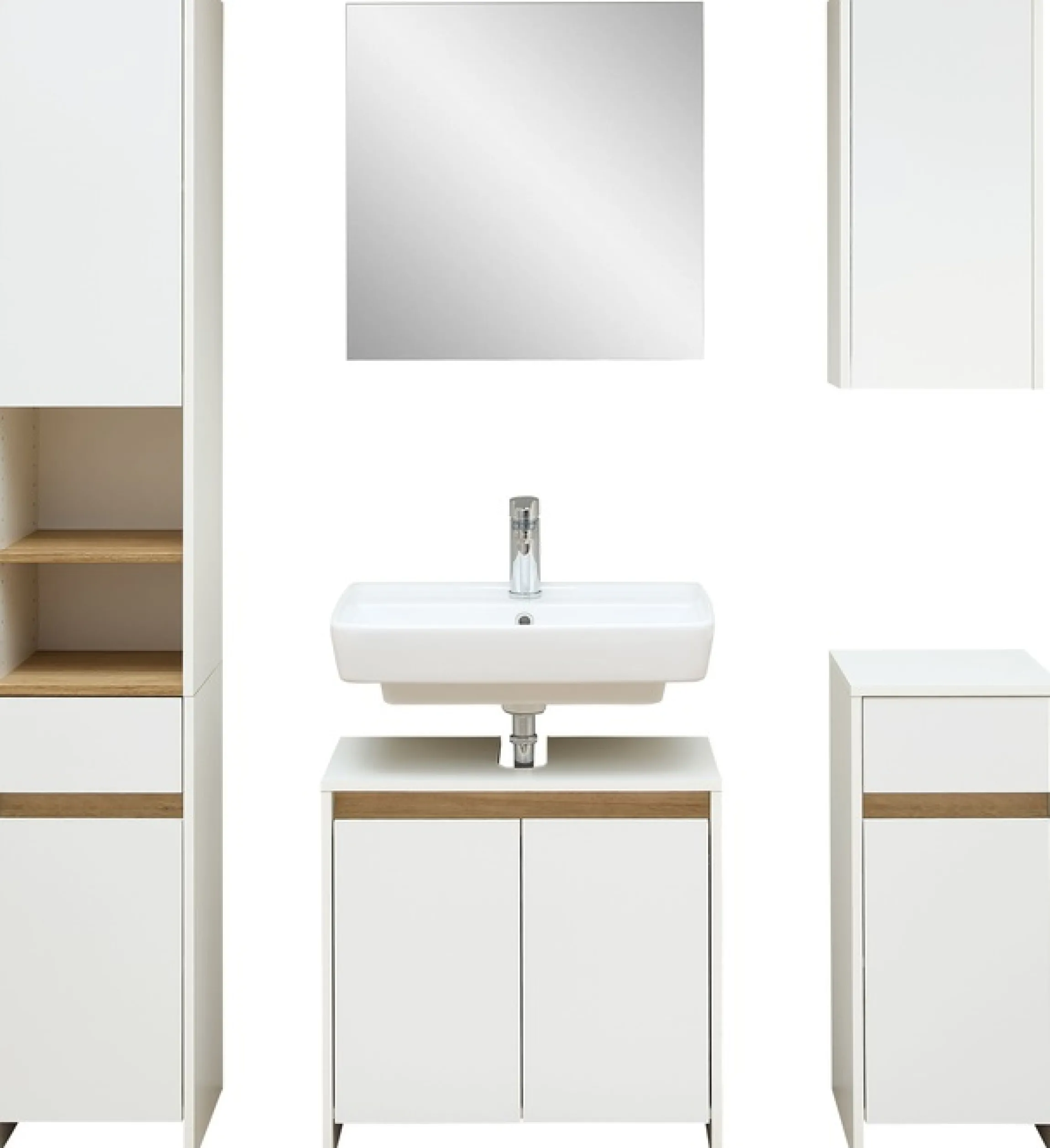 Saphir Badmöbel-Set »Quickset 100, 5-teilig, mit Holzeinlegeböden, 94cm breit« 5 Stk. tlg.