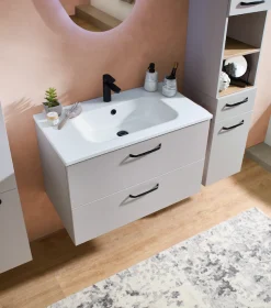 Saphir Badmöbel-Set »Quickset 500, Waschtischunterschrank mit Mineralmarmorwaschtisch« 2 Stk. tlg.