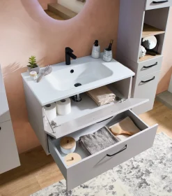 Saphir Badmöbel-Set »Quickset 500, Waschtischunterschrank mit Mineralmarmorwaschtisch« 2 Stk. tlg.