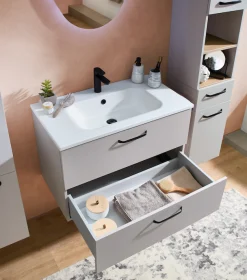 Saphir Badmöbel-Set »Quickset 500, Waschtischunterschrank mit Mineralmarmorwaschtisch« 2 Stk. tlg.