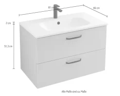 Saphir Badmöbel-Set »Quickset 500, Waschtischunterschrank mit Mineralmarmorwaschtisch« 2 Stk. tlg.