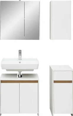 Saphir Badmöbel-Set »Quickset 100, Waschbeckenunterschrank mit Spiegelschrank« 4 Stk. tlg.