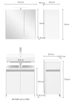 Saphir Badmöbel-Set »Quickset 100, Waschbeckenunterschrank mit Spiegelschrank« 4 Stk. tlg.