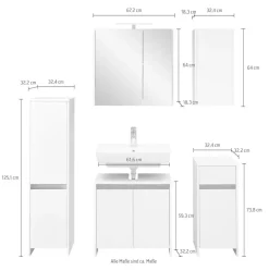 Saphir Badmöbel-Set »Quickset 100, Waschbeckenunterschrank mit Spiegelschrank« 5 Stk. tlg.