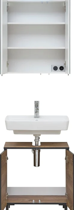 Saphir Badmöbel-Set »Quickset 374 Waschbeckenunterschrank mit LED-Spiegelschrank« 4 Stk. tlg.