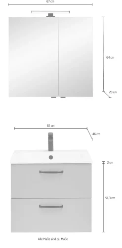 Saphir Badmöbel-Set »Quickset 500,Waschtischunterschrank mit Waschtisch und Spiegelschrank« 3 Stk. tlg.