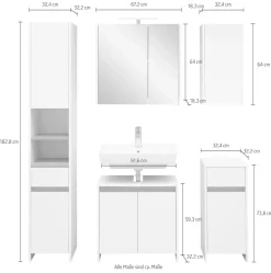 Saphir Badmöbel-Set »Quickset 100, Waschbeckenunterschrank mit Spiegelschrank« 5 Stk. tlg.