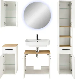 Saphir Badmöbel-Set »Quickset 500, Waschbeckenunterschrank mit Spiegel« 5 Stk. tlg.
