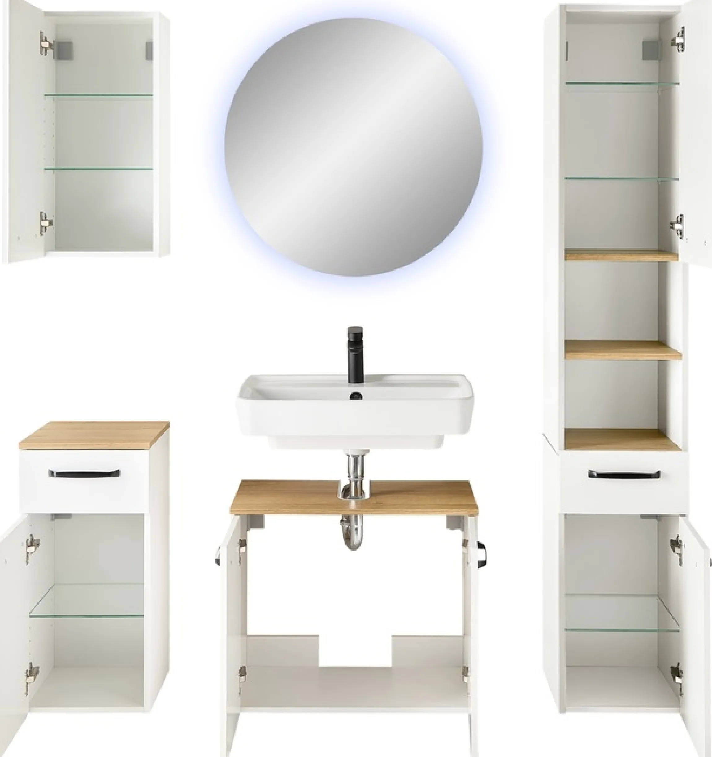 Saphir Badmöbel-Set »Quickset 500, Waschbeckenunterschrank mit Spiegel« 5 Stk. tlg.