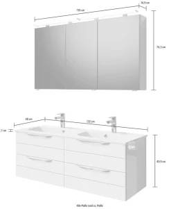 Saphir Badmöbel-Set »Serie 6025 2-teilig Mineralmarmor-Waschtisch mit LED-Spiegelschrank« 2 Stk. tlg.