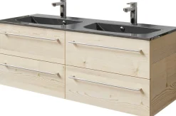 Saphir Badmöbel-Set »Serie 6025 2-teilig Mineralmarmor-Waschtisch mit LED-Spiegelschrank« 2 Stk. tlg.